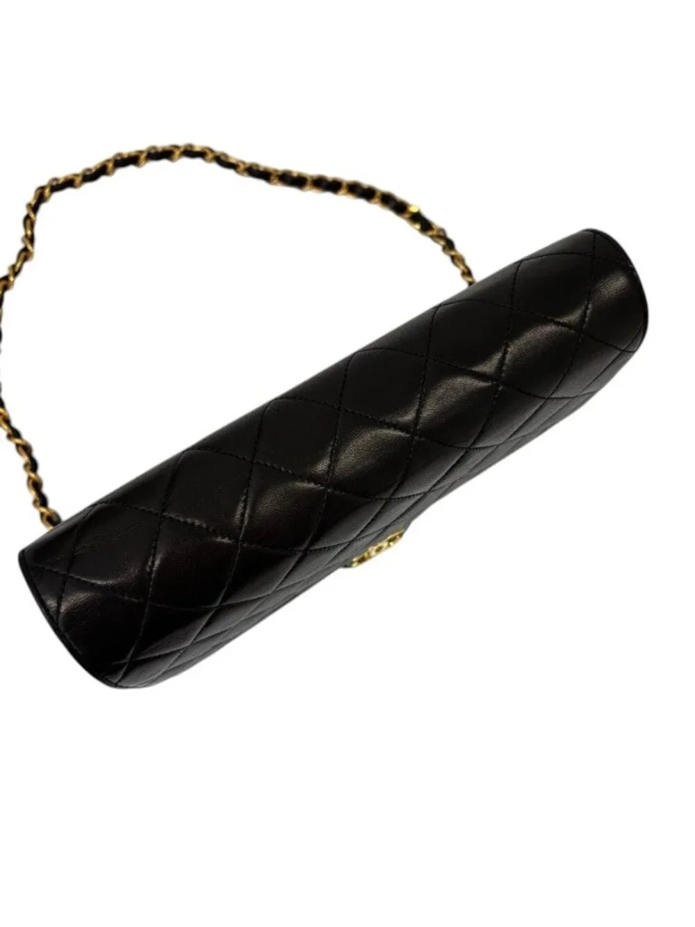 Chanel Quilted Lambskin Single Flap Chain Shoulder Bag Black